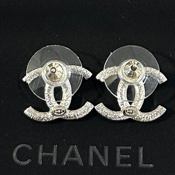 全新CHANEL耳環1.5 X1 cm ABF806 CC LOGO 黑白配拼水鑽 #BRAND NEW #香榭站正品