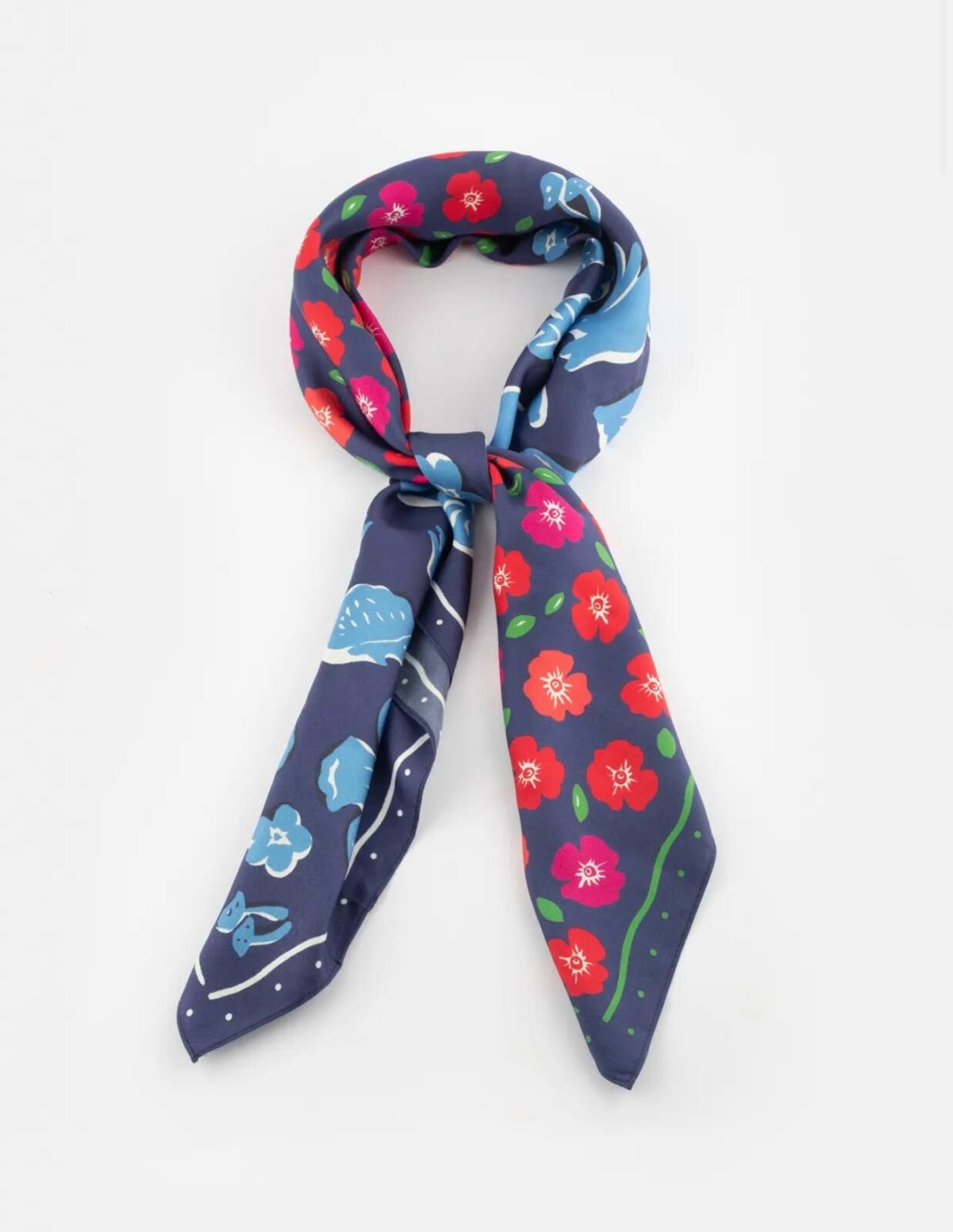 藍紅叢林雙面絲巾