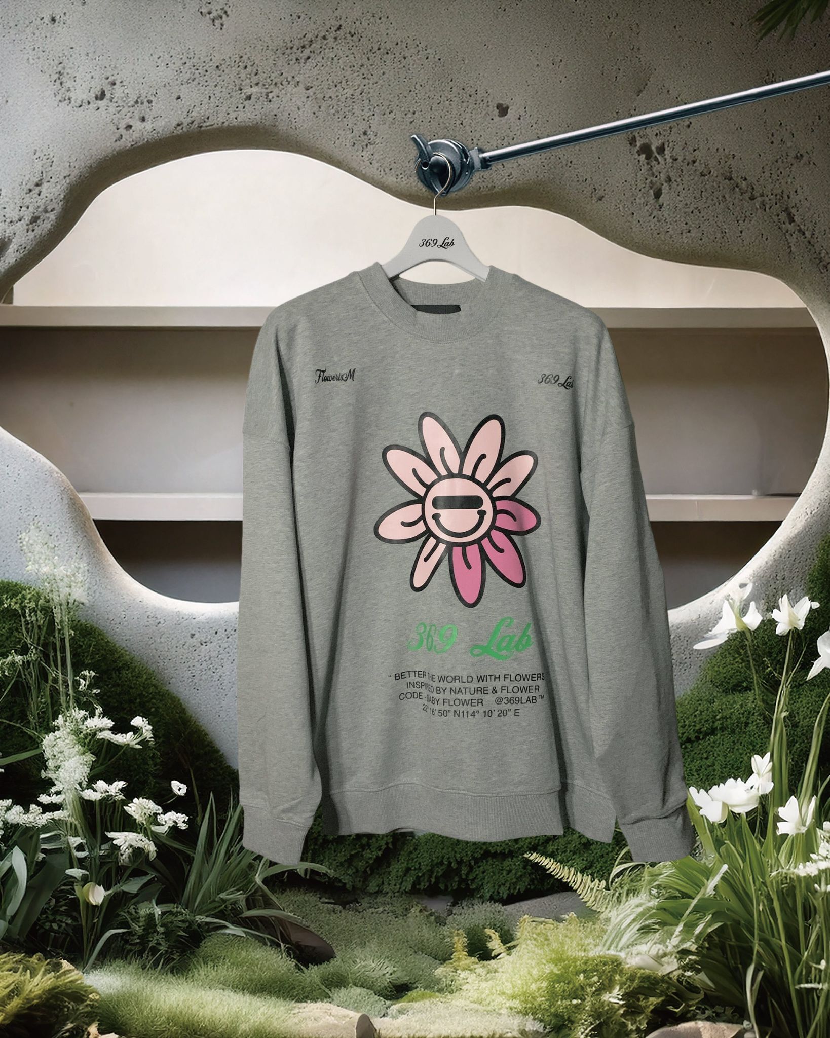 369LAB Baby Flower Sweater - Grey | 24SWX001