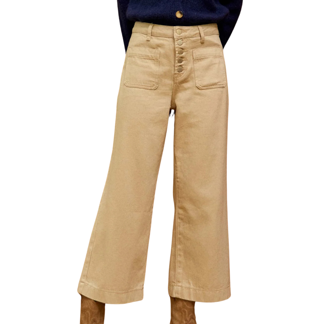 1LP0704-247 LA PETITE ETOILE Atlanta Flare Jeans Beige (C-EU-E)