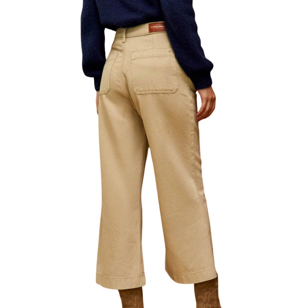 1LP0704-247 LA PETITE ETOILE Atlanta Flare Jeans Beige (C-EU-E)