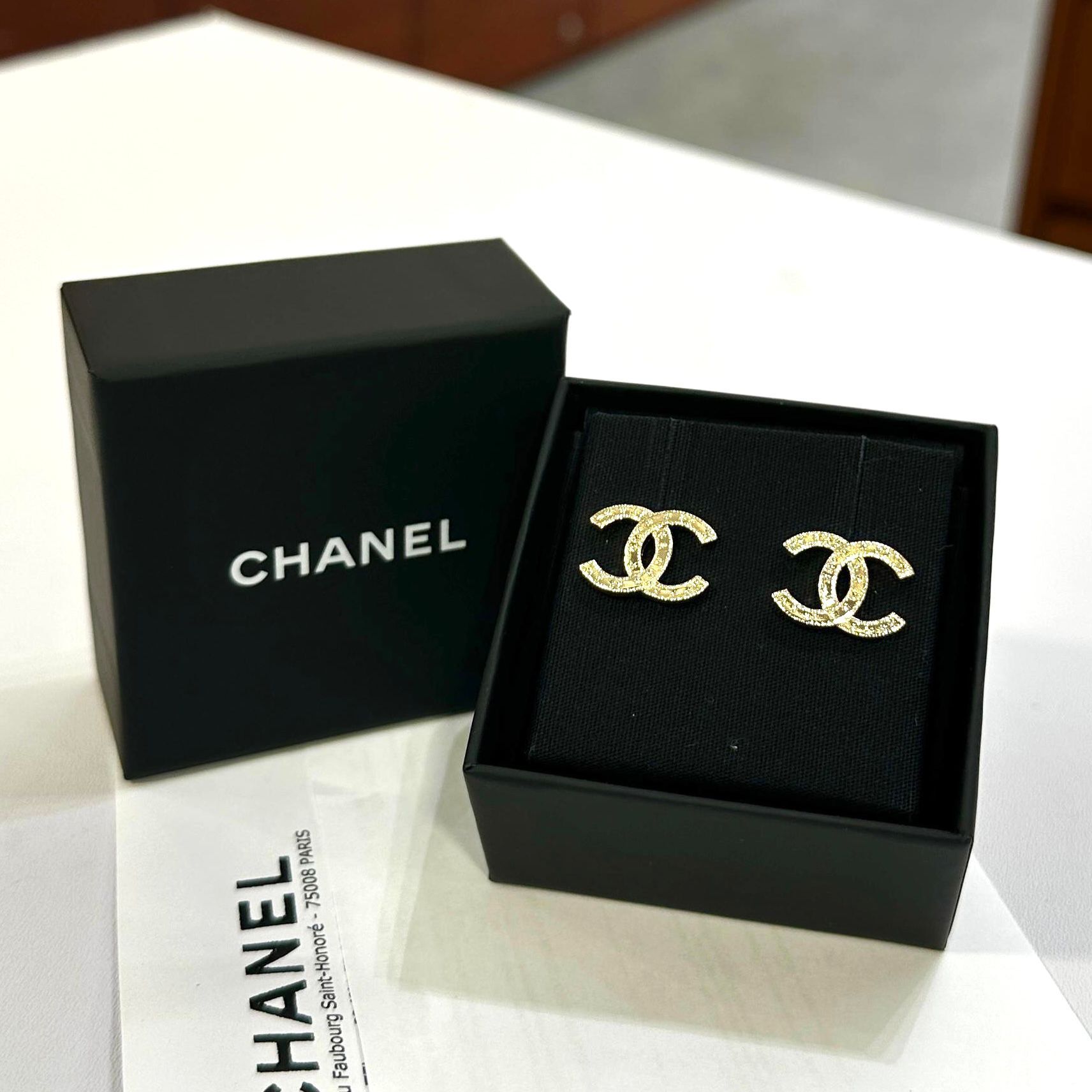 全新CHANEL耳環1.5 X1.2 cm ABG361 CC LOGO 香檳金可可標誌 #BRAND NEW #香榭站正品