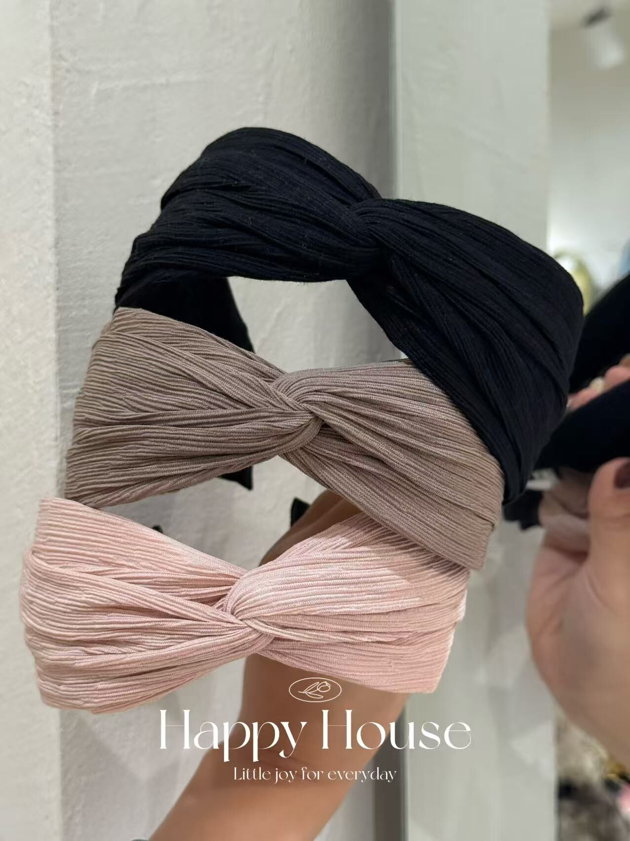 三色紐結簡約頭箍