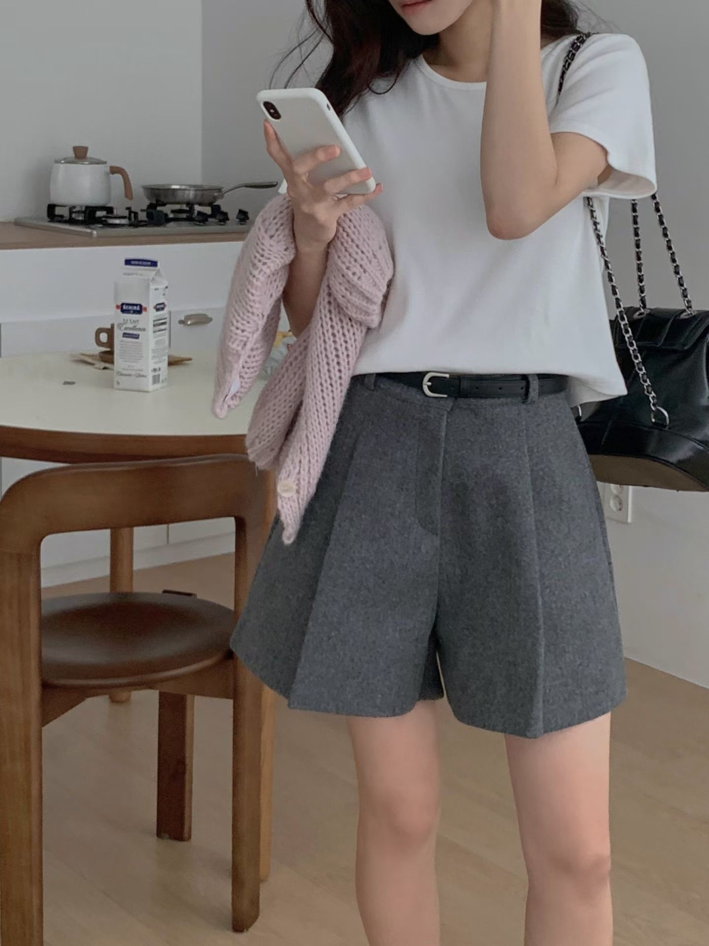 冬季重磅羊毛短褲&belt set