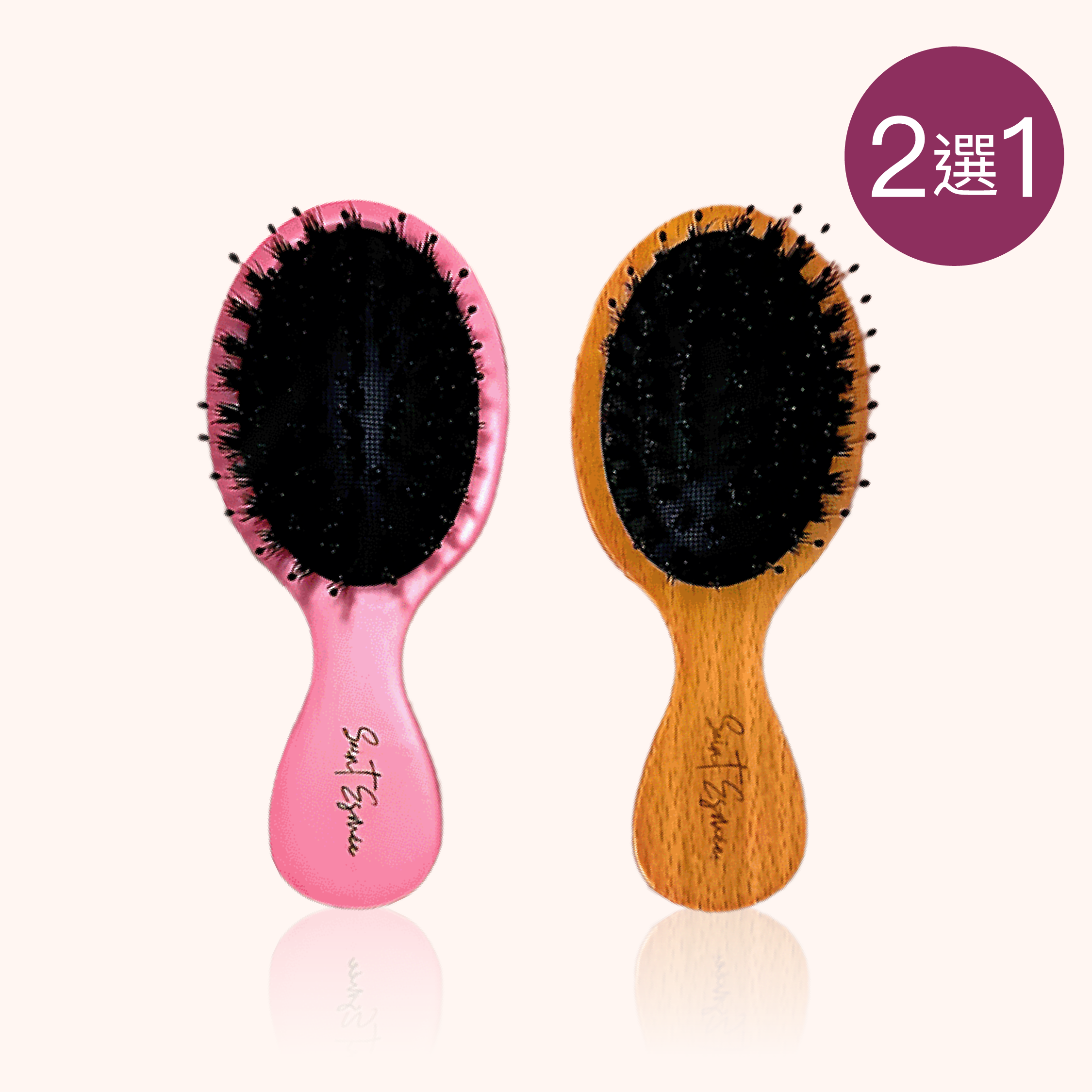 櫸木豬鬃毛小梳（連梳用具清潔器）