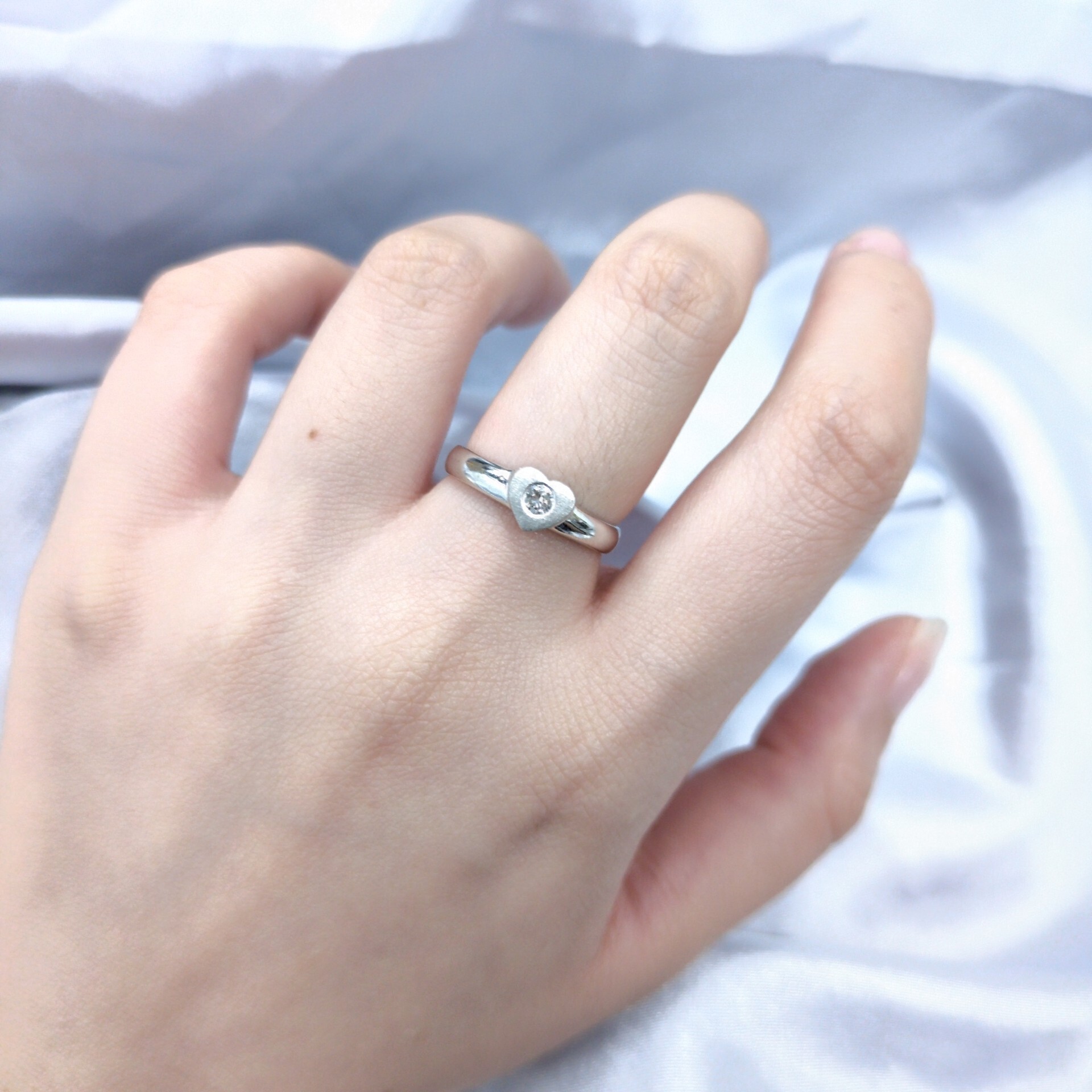 全新14K白金【單粒8份鑽石】戒指