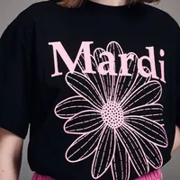 [S] MARDI MARDI TSHIRT FLOWERMARDI,BLACK PINK, MFK41JSS001BKPK00 (SMD78)