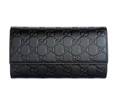 [E] GUCCI NERO/NERO SIGNATURE LEATHER CALF, 779785CWC1G-1000 (EGC195)