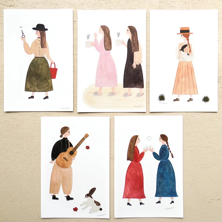 明信片箋｜ネクタイ Rabbit Guitar｜表現社 / JAPAN