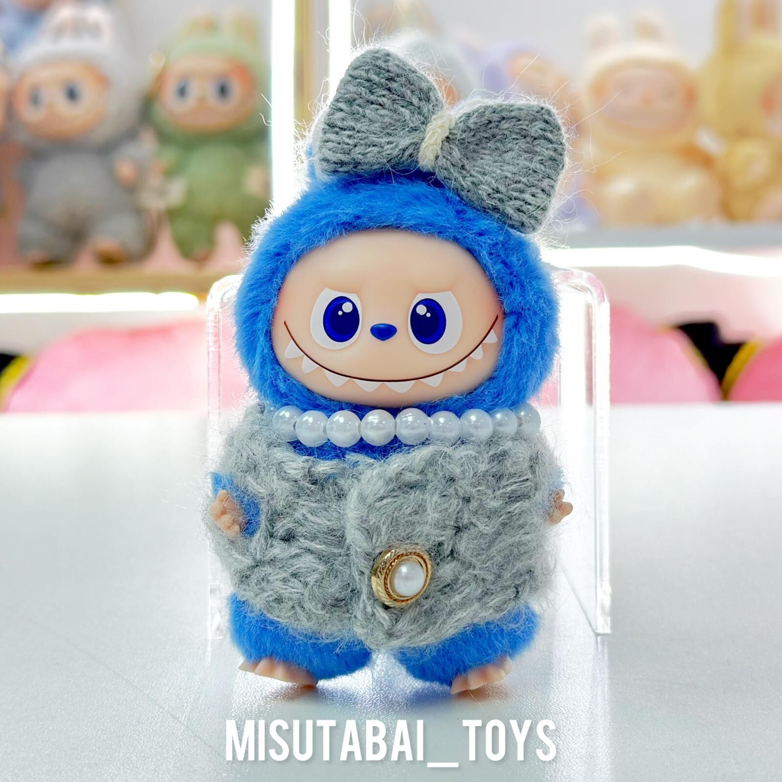 Mini Doll Outfit M14- Grey Sweater Vest with Pearl Necklace