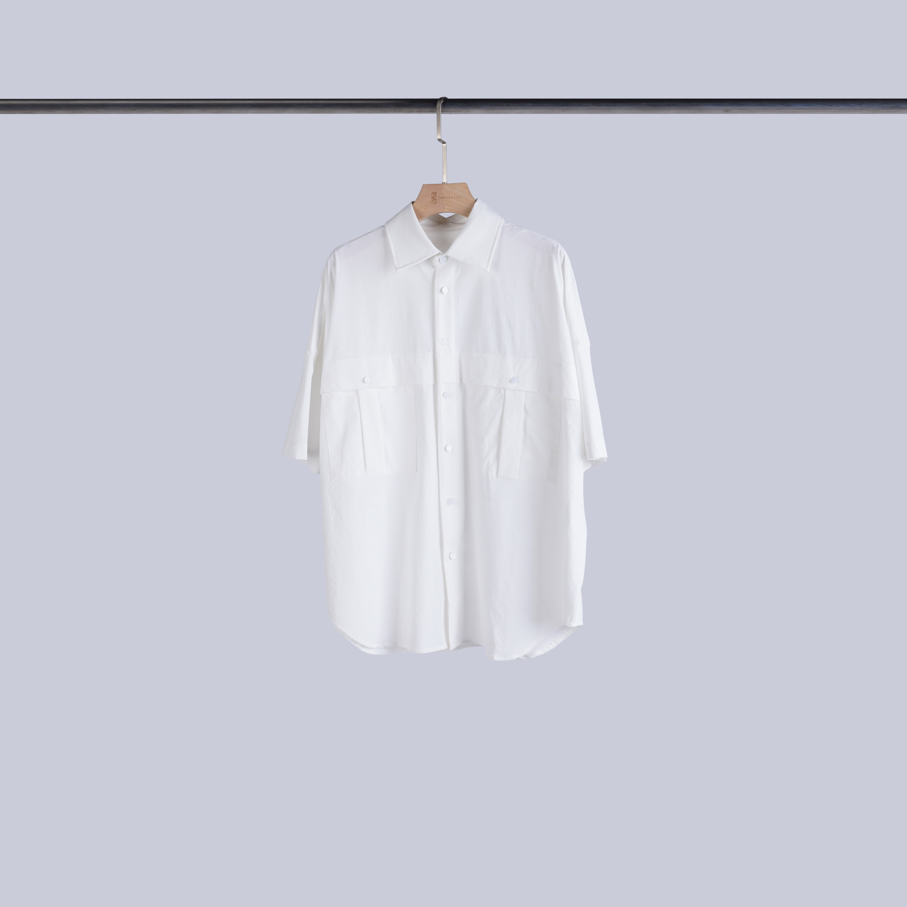 質感方格紋拼接口袋襯衫 | S-2XL | 百搭白