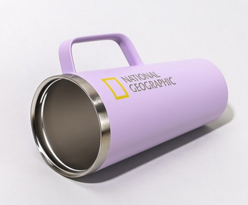 韓版 National Geographic 雙層不鏽鋼 保溫保冷吸管杯（945ml｜紫色）