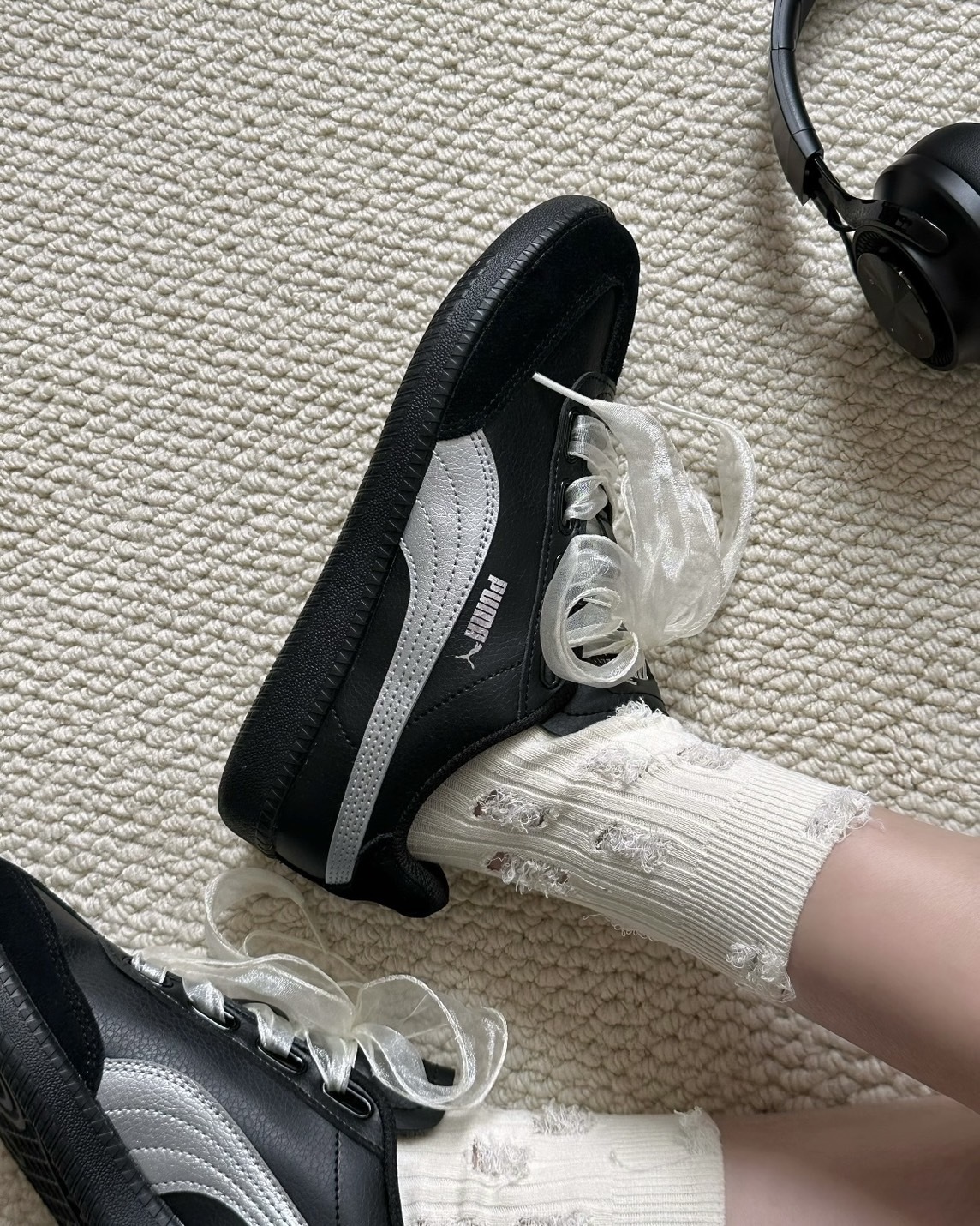 <高級感>Puma 9-T suede 復古底 麂皮 德訓鞋 黑銀