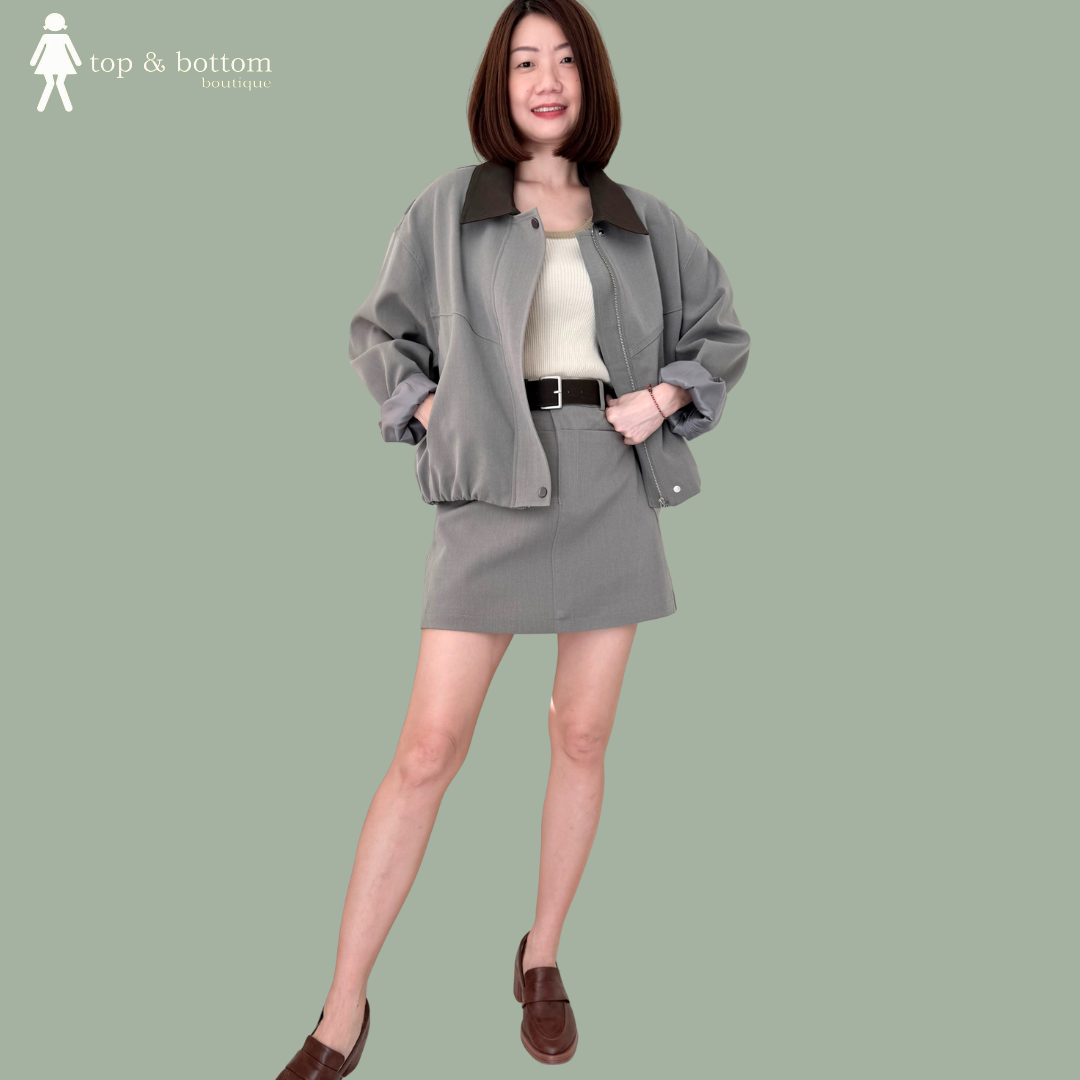 TWO TONE COLLARED BUBBLE JACKET