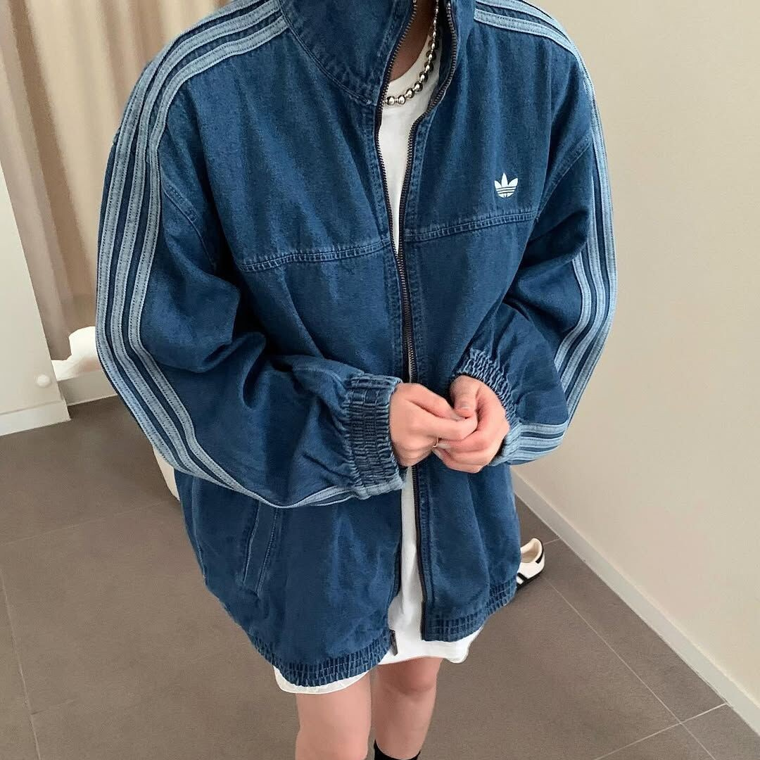 "代購" ADIDAS ORIGINALS ADICOLOR 丹寧 牛仔 立領 拉鍊外套