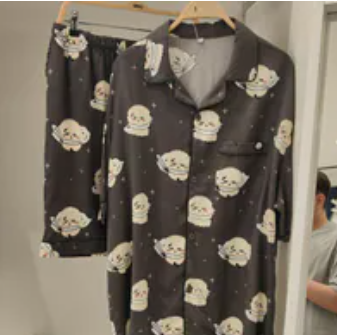 [S] SPAO CHARCOAL [MUNJAKGWI] SMALL AND CUTE SHORT-SLEEVED PAJAMAS, SSP81 (SSP81)