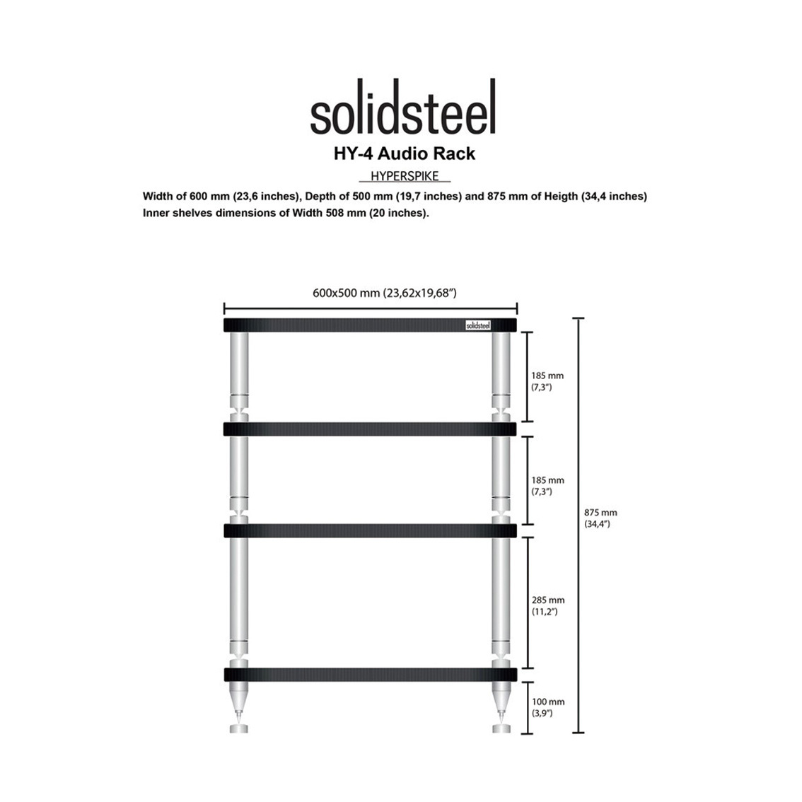 【Solidsteel】HY-4 音響架 四層 Hyperspike系列 義製 架皇 層架
