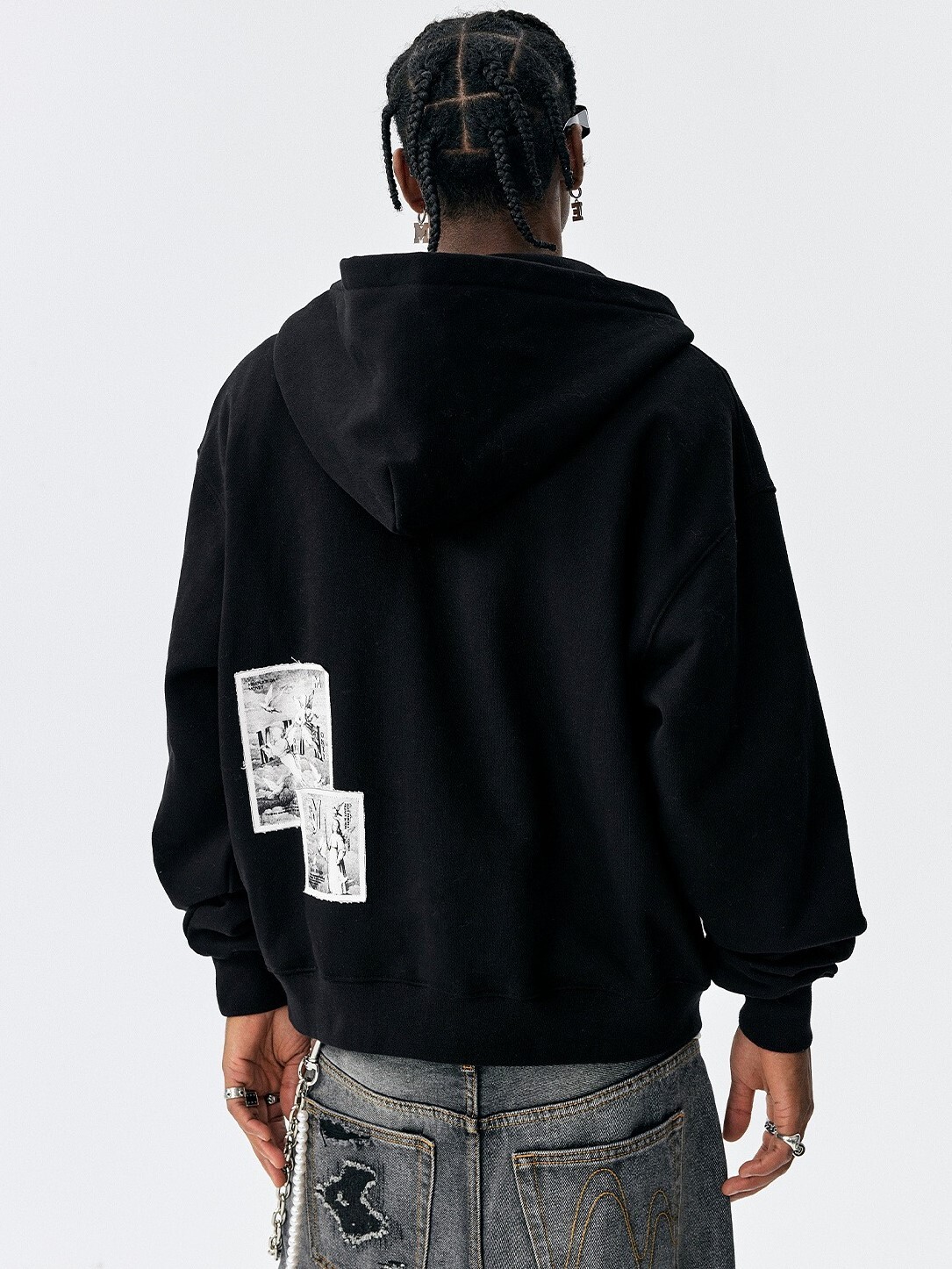 MEDM 天使圖像貼布 寬鬆連帽外套