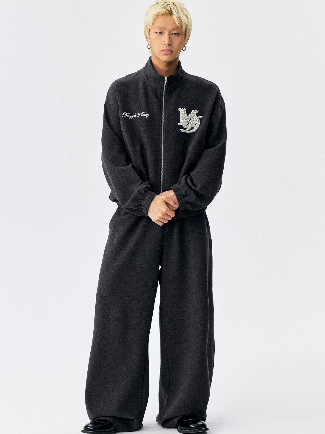 MEDM 珍珠字母Logo 太空棉 寬鬆休閒 立領外套