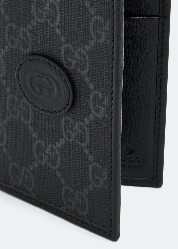 [E] GUCCI BLACK MEN'S INTERLOCKING G CARD CASE, 72260192TCF-1000 (EGC130)