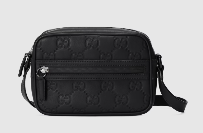 [E] GUCCI BLACK GG MINI SHOULDER BAG, 771321AAC0G-1000 (EGC136)