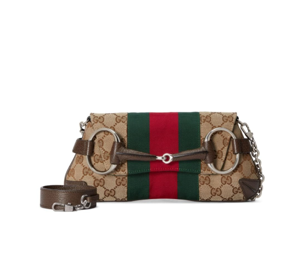 [E] GUCCI BEIGE HORSEBIT CHAIN SMALL SHOULDER BAG, 764339FACM2-8747 (EGC5)
