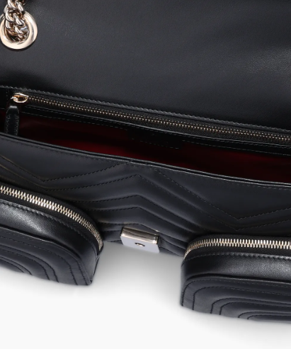 [E] GUCCI BLACK SMALL MULTI POCKET SHOULDER BAG, 795228AADPJ-1000 (EGC6)