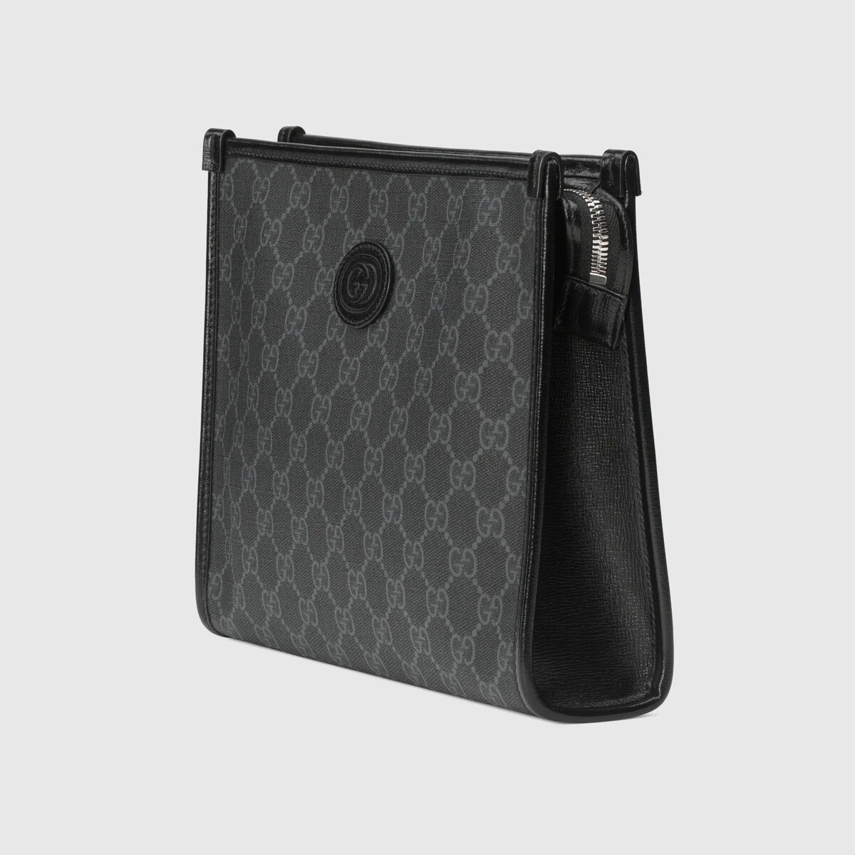 [E] GUCCI BLACK MENS INTERLOCKING CLUTCH BAG, 67295692TCN-1000 (EGC139)
