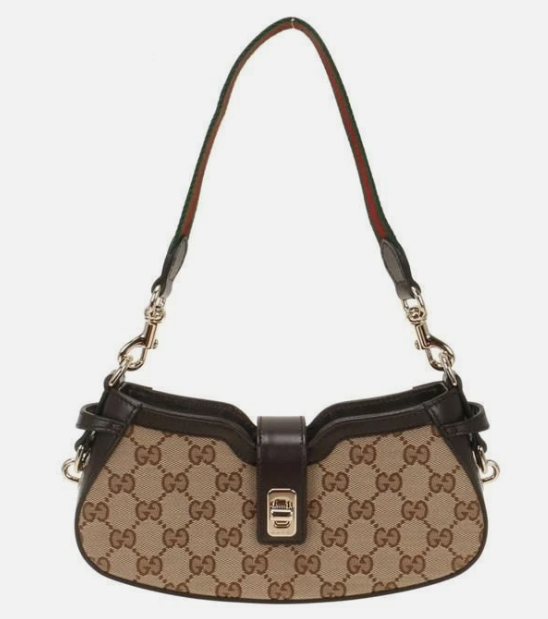 [E] GUCCI BLACK/BROWN/EBONY MOON SIDE MINI SHOULDER BAG, 786015FADAC-9762 (EGC12)