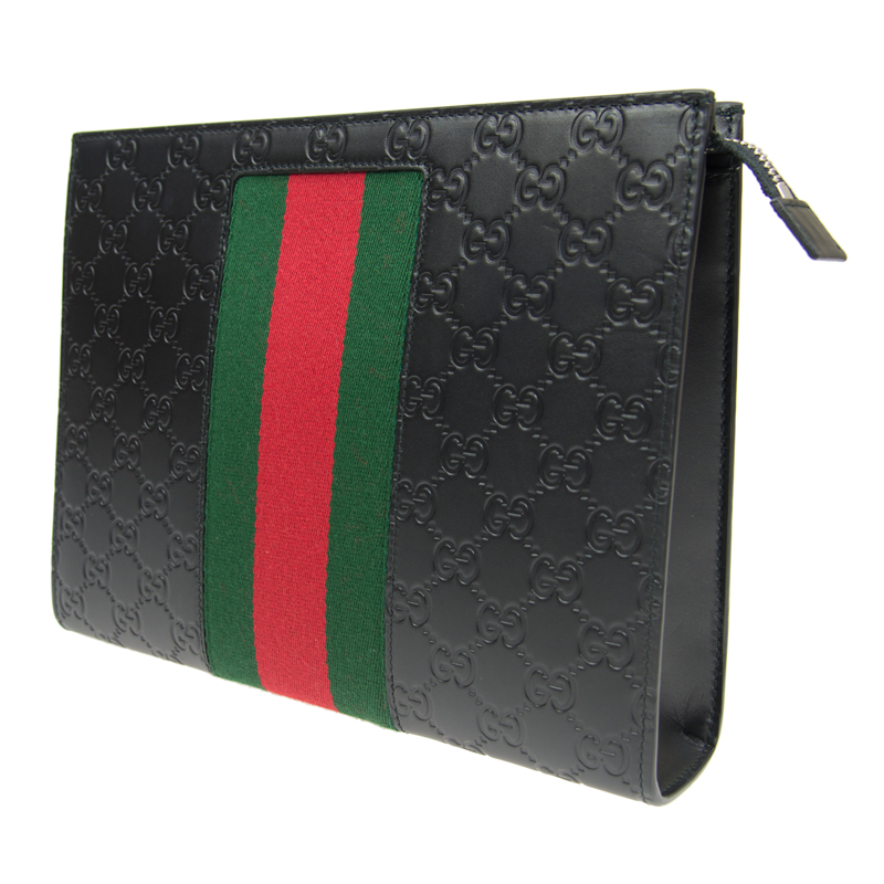 [E] GUCCI BLACK SIGNATURE WEB POUCH, 475316CWCLN-1060 (EGC151)