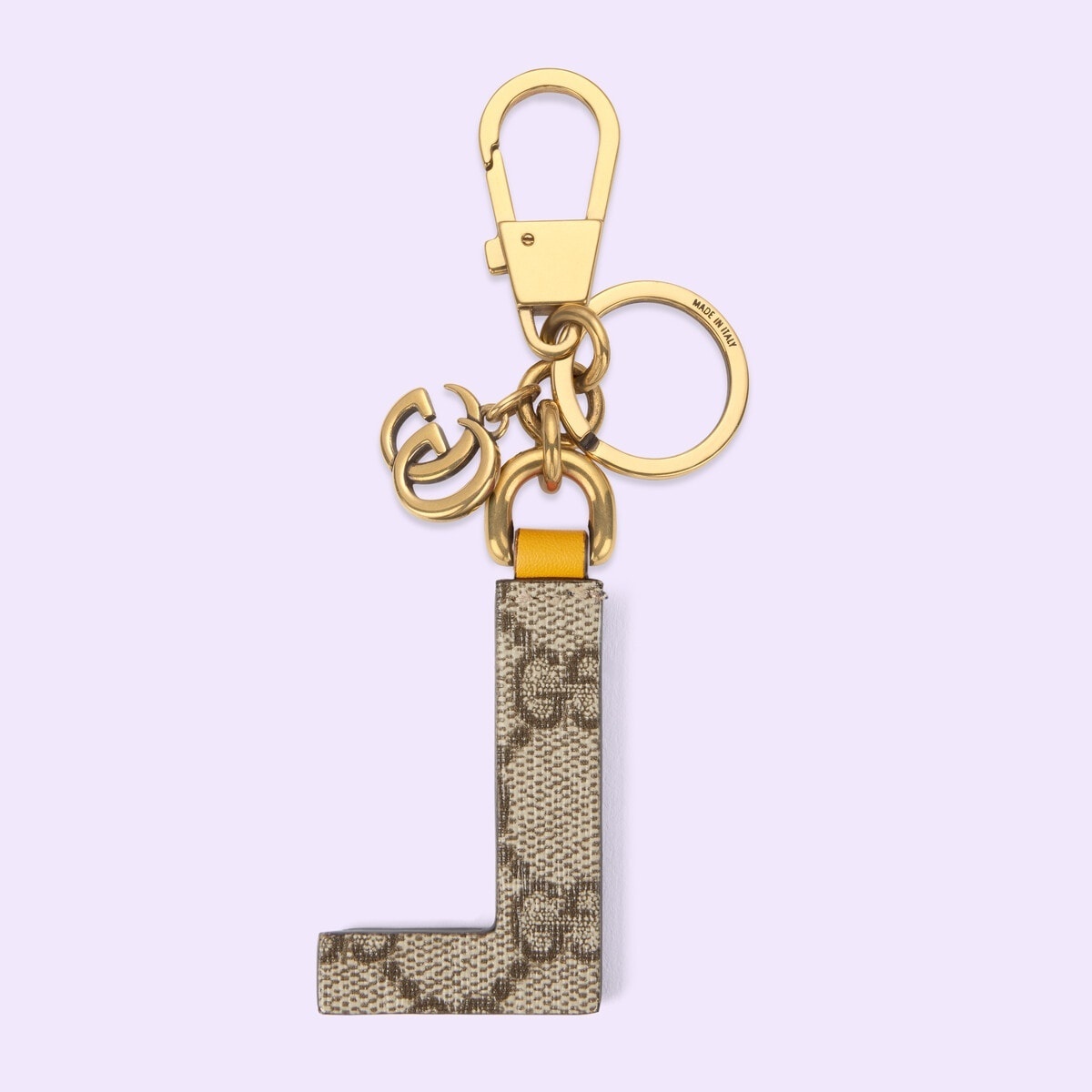 [E] GUCCI BLUE/YELLOW LETTER L LEATHER KEYCHAIN, 727643AABIK-8693 (EGC186)