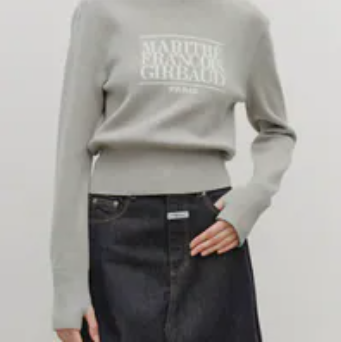 [S] MARITHE MELANGE GRAY CLASSIC LOGO CROP KNIT, MFG45CKN103MGY (SMR130)