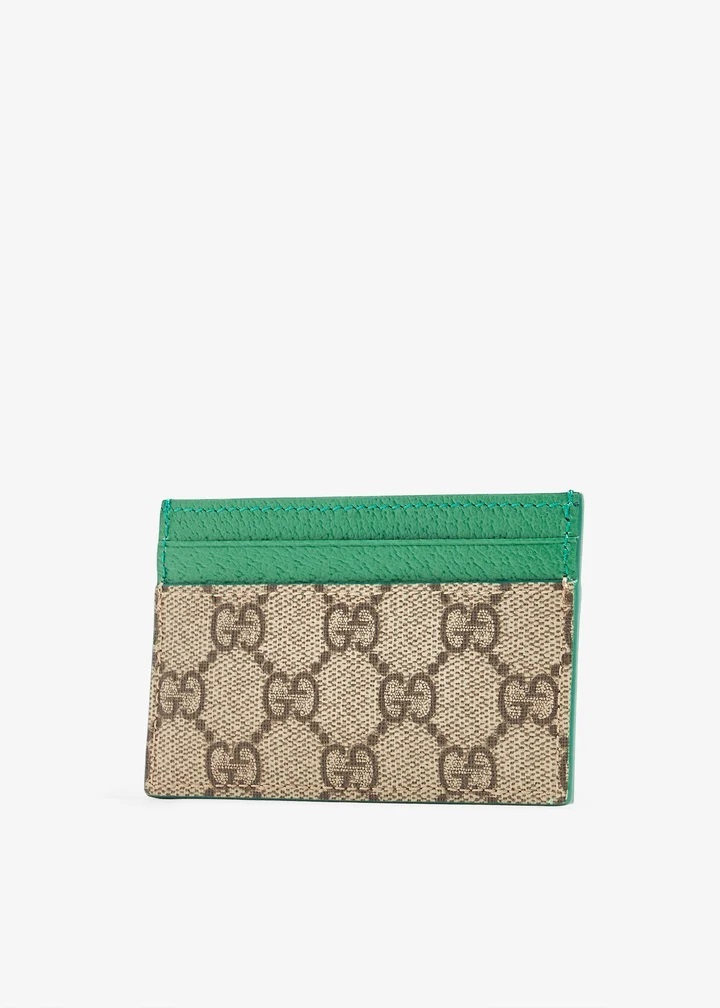 [E] GUCCI BEIGE GG SUPREME CANVAS CARD HOLDER , 768248FACQC-9753 (EGC157)