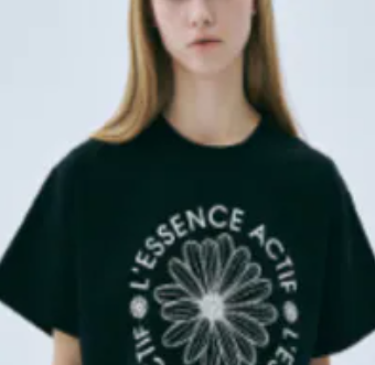 [S] MARDI BLACK IVORY T-SHIRT ACTIF EMBLEM, SMD79 (SMD79)