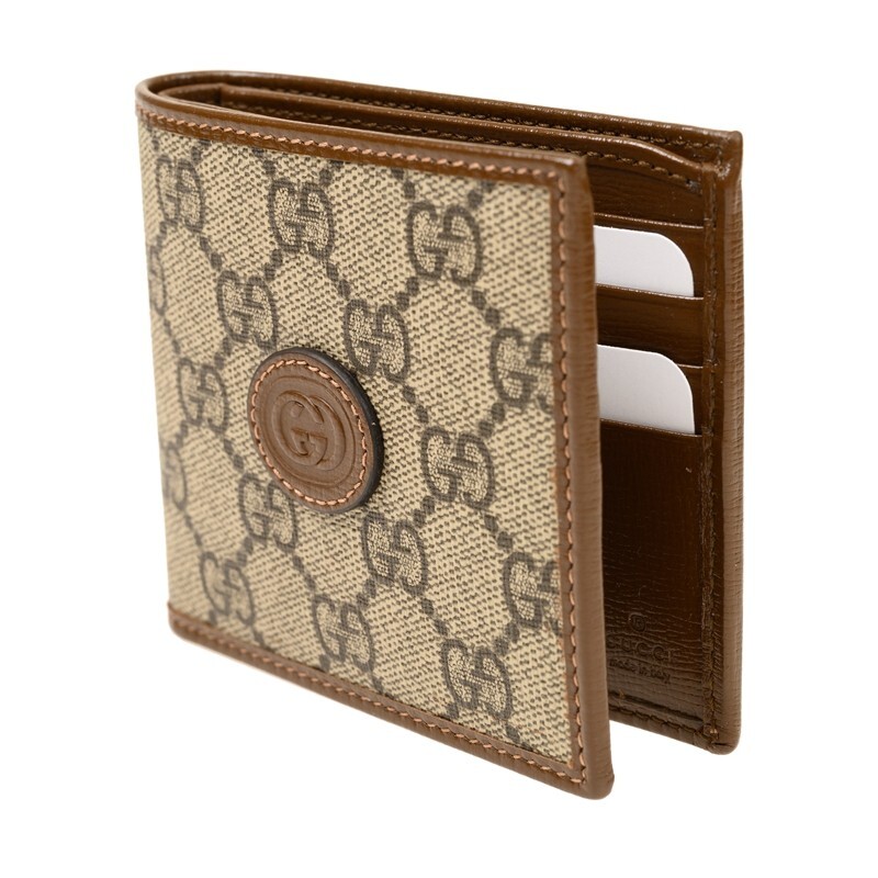[E] GUCCI BEIGE/BROWN INTERLOCKING SUPREME WALLET, 67165292TCG-8563 (EGC159)