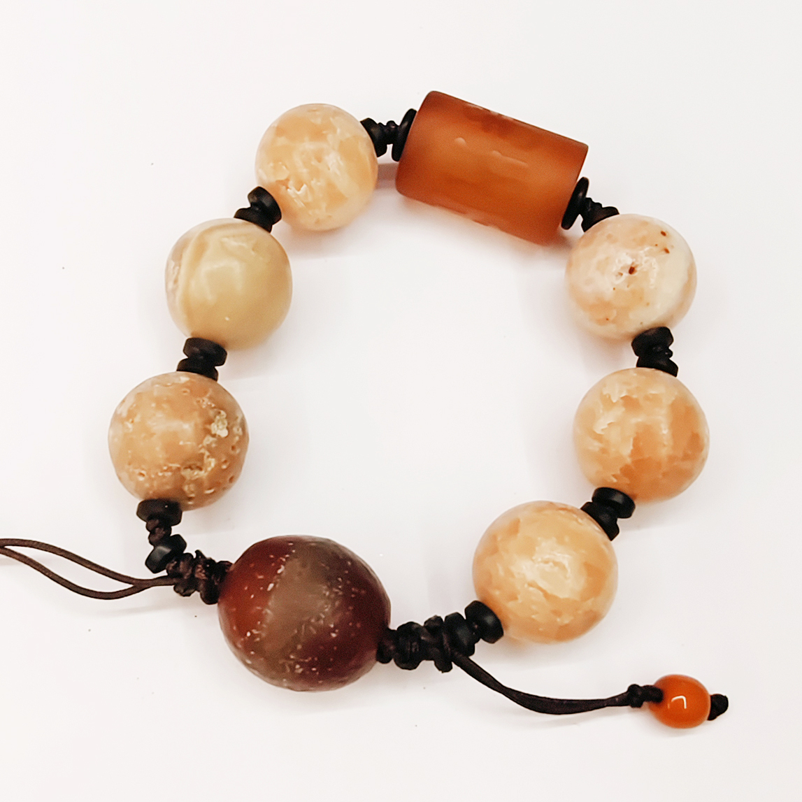 六字真言{紅玉髓}&龍宮舍利手珠16mm【十方】155130