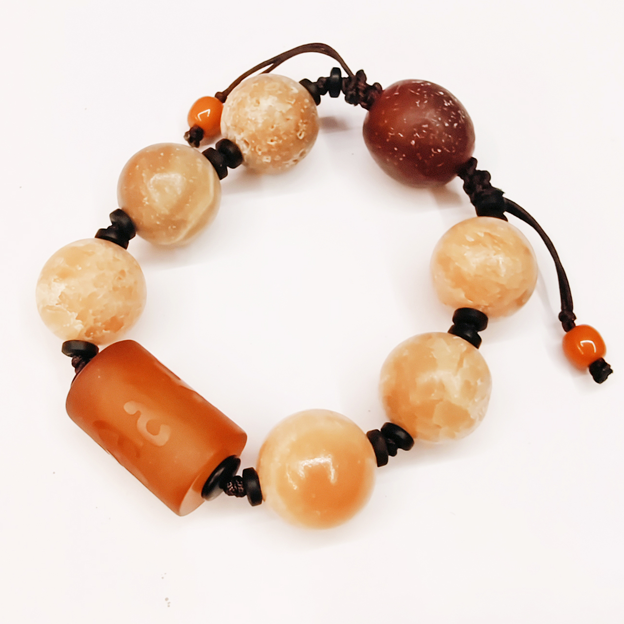 六字真言{紅玉髓}&龍宮舍利手珠16mm【十方】155130