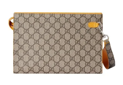[E] GUCCI BEIGE/EBONY GG SUPREME POUCH, 768255FACQC-9750 (EGC162)