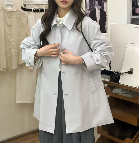 ᴷᴼᴿᴱᴬ 🇰🇷大A版型清新俐落百搭風衣外套(三色)