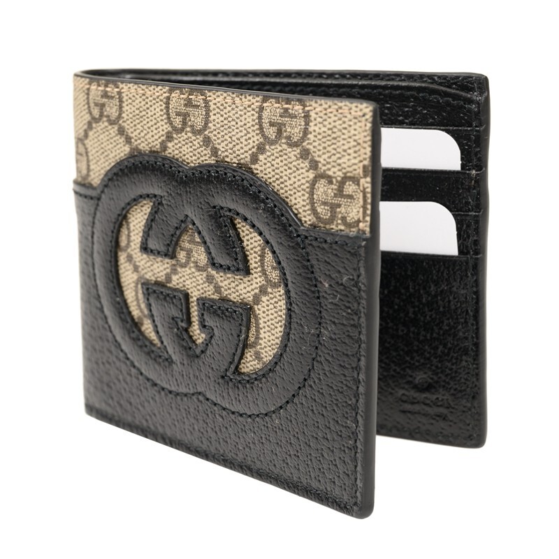 [E] GUCCI BLACK INTERLOCKING CUT-OUT G WALLET, 701420K9GSG-9769 (EGC168)