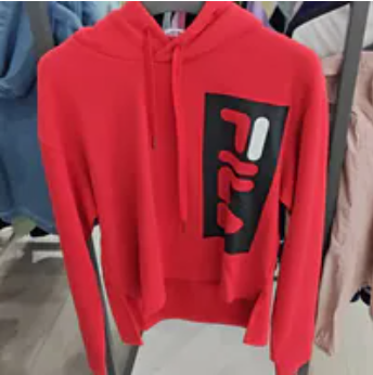[S] FILA DARK RED WOMENS REGULAR FIT LOGO CROP HOODIE, FS2POB1152F-DRD (SFL513)