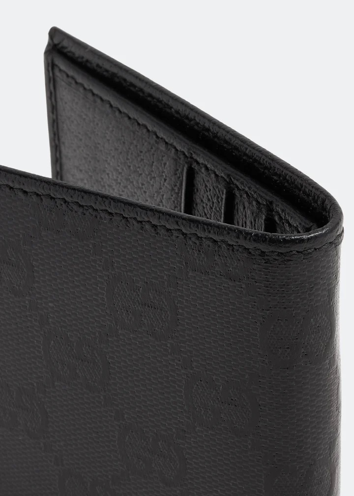 [E] GUCCI BLACK GG CRYSTAL BI FOLD WALLET, 760320FACHH-1000 (EGC172)