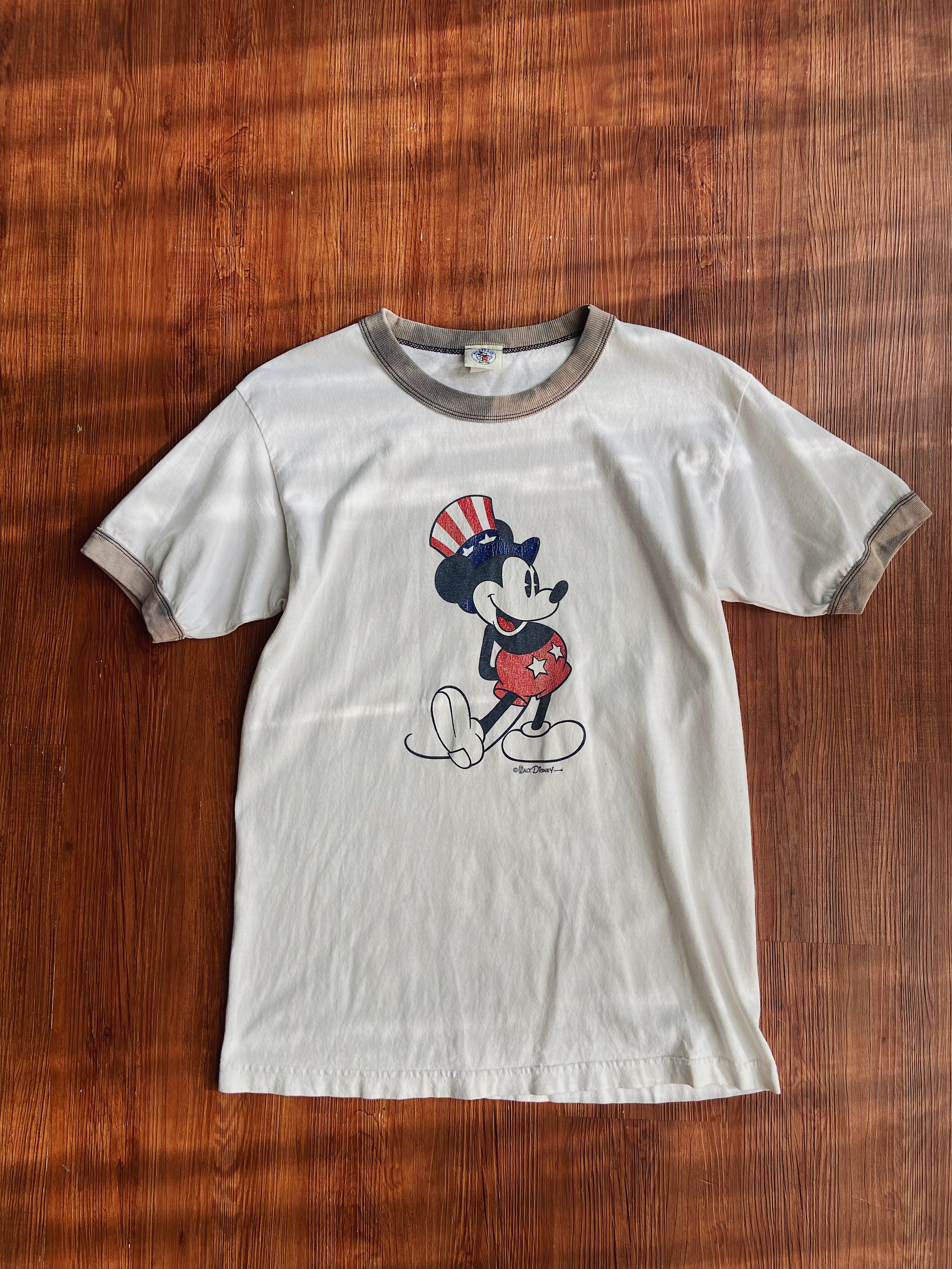 80s Vintage "MICKY"/ 美國原版 米老鼠 迪士尼 滾邊短踢