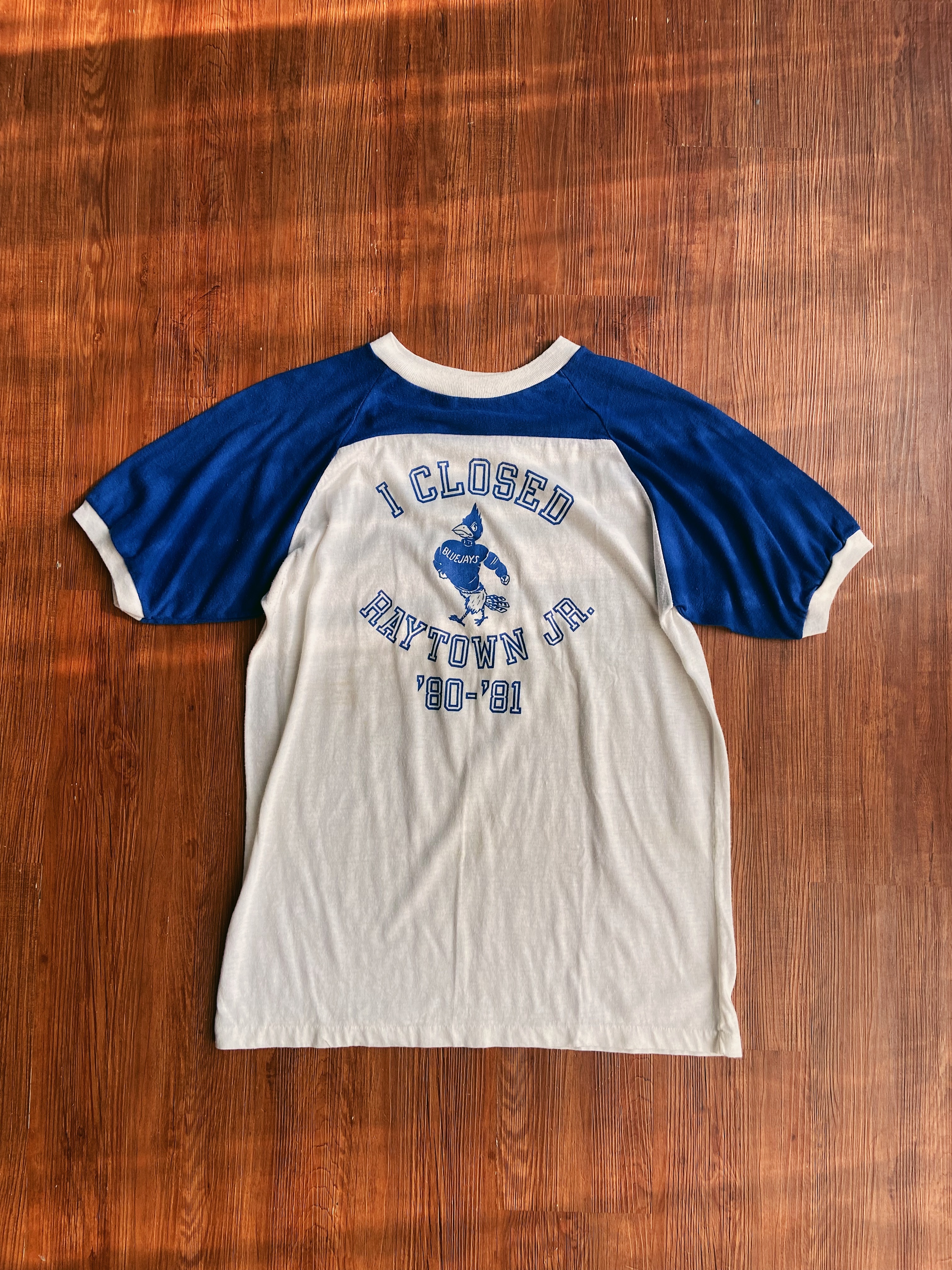 80s Ringer Tee “RAYTOWN JR”/ 美國 校隊 拼接色滾邊短踢