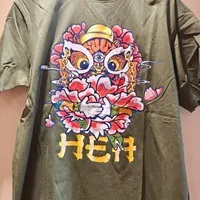 [S] HEA ARMY GREEN BIG PRINT T-SHIRT, N4SAA011013030-L4 (SZZ800)