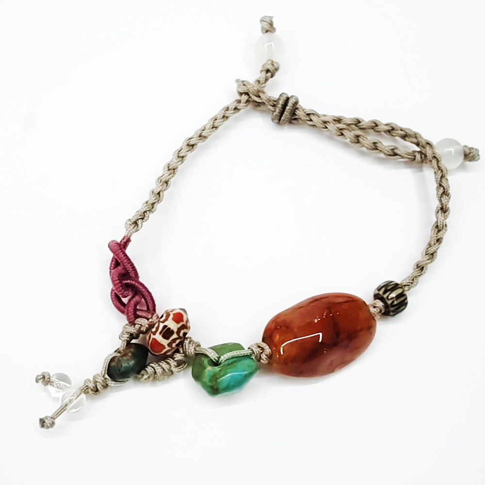 紅玉髓&綠松石雪弗蘭琉璃手鍊【十方】155135