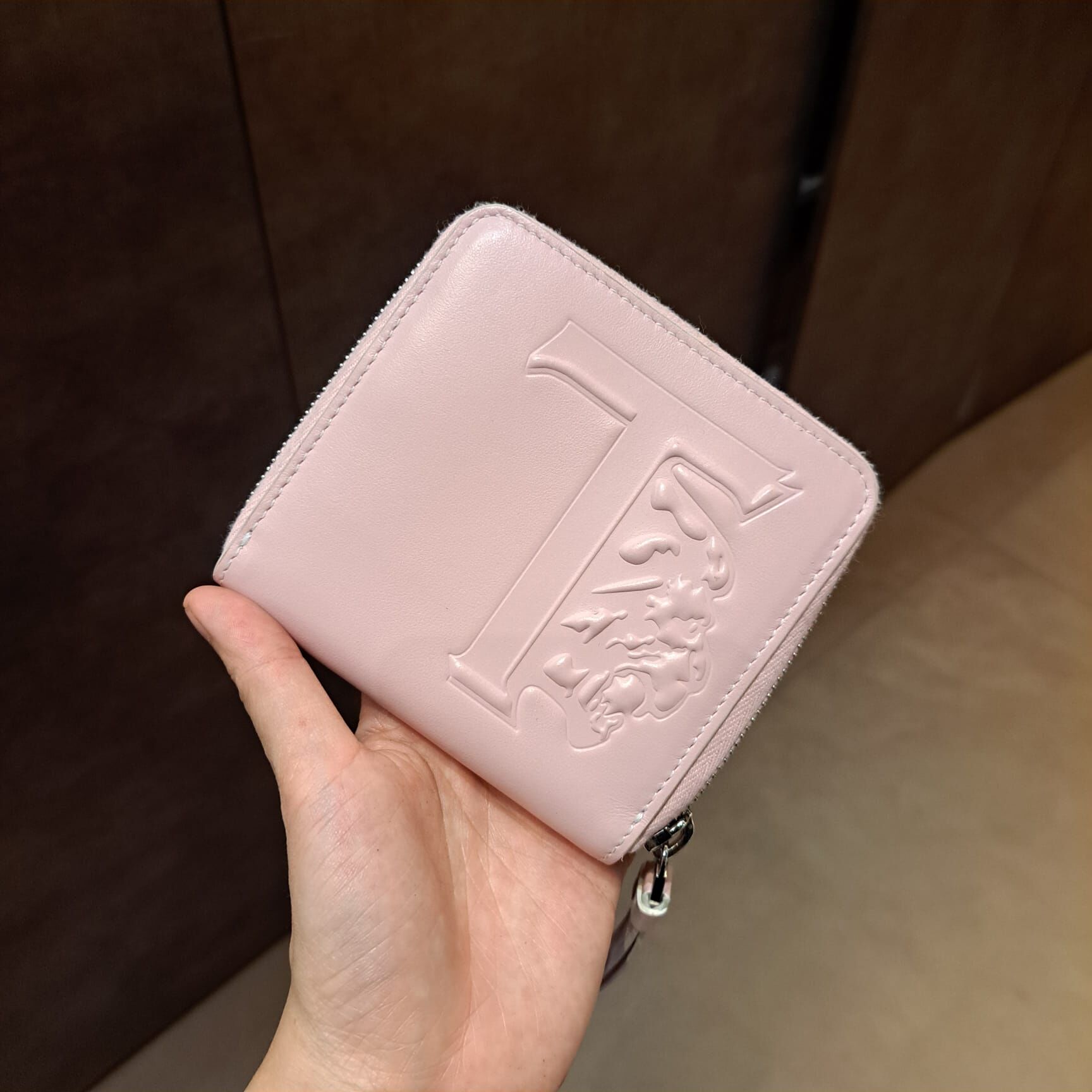 Tods XAUTLEAF embossed zip around small wallet pink