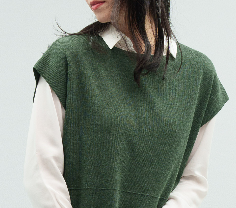 兩側羅紋顯瘦修身兩穿針織衫