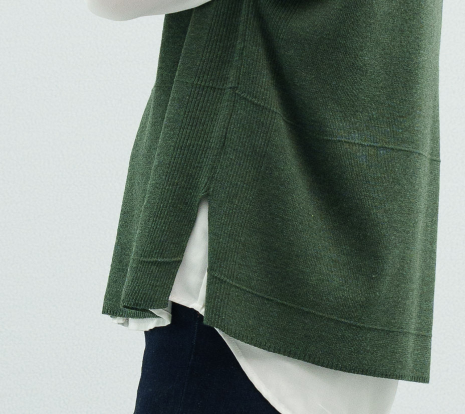 針織衫下擺開衩設計