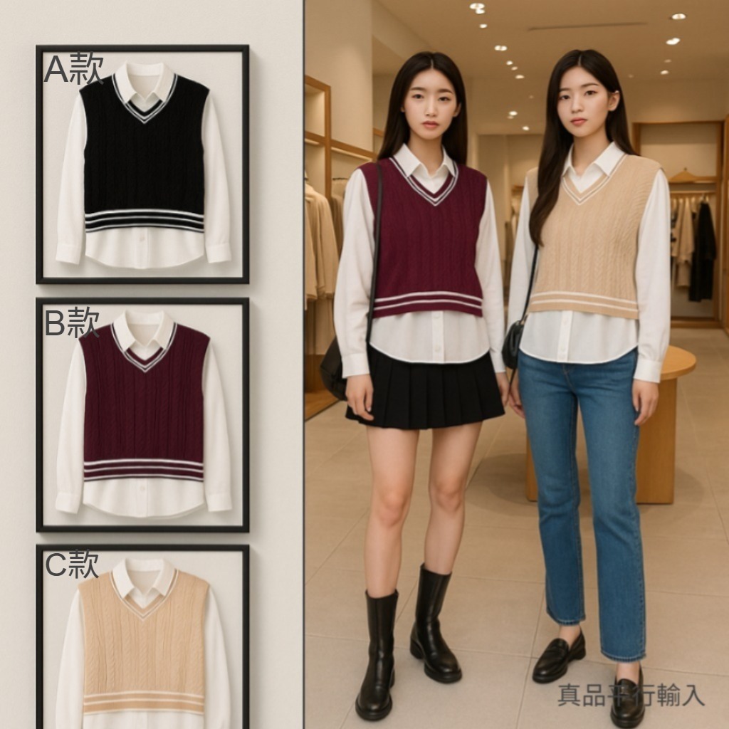 【預購】Adrianna Papell Twofer H100365 女裝毛衣背心襯衫